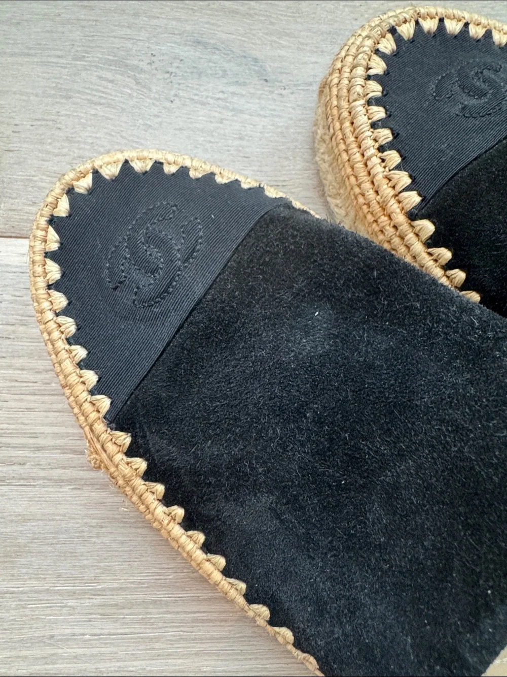 Chanel Black Suede Espadrille Mules - Luxury Slip-On EU42